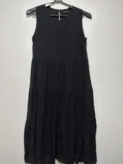 【美品】L リネン ロングワンピース ノースリーブ