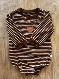 ロンパース・カバーオール 茶色と白のストライプ