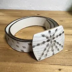 USA デザイン レザー ベルト バックル アメリカ ホワイト