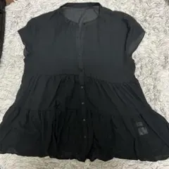 BONLCILL ブラック ティアードデザイン 半袖シャツ F
