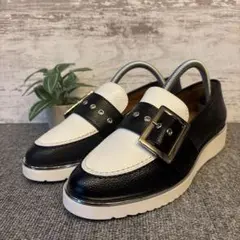 ジェマ リン ローファー　バックル付き　　白黒　36