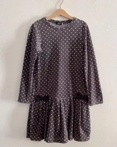 BeBe べべ ドット柄 ワンピース ベロア リボン 水玉　140