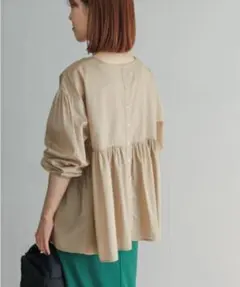 DOORS コットンツイル2WAYギャザーブラウス ベージュ