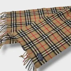 バーバリー カシミヤ100% ノバチェックマフラー イングランド製 男女兼用