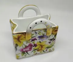 花柄　カバン　かご風　小物入れ　レア品