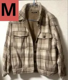 ワンウェイ　チェック柄 フリースジャケット　Mサイズ