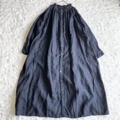 人気✨nest robe リネン ギャザー フリルネック カラー ワンピース