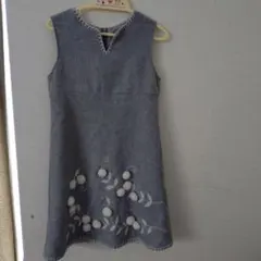 CHARABIA グレー 刺繍 ノースリーブ ワンピース