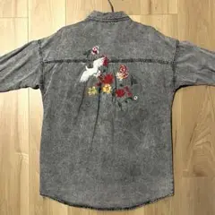 ストラディヴァリウス 刺繍シャツ グレー