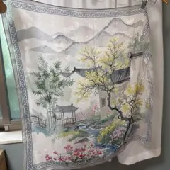 山水画風 スカーフ 100% Silk Feelingのサムネイル