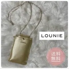 【美品】LOUNIE 多機能ミニショルダー スマホショルダー チェーン ゴールド