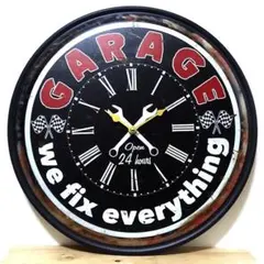 掛時計 GARAGE ビンテージ 鉄製 壁掛け アメリカン ブラック お店 新品