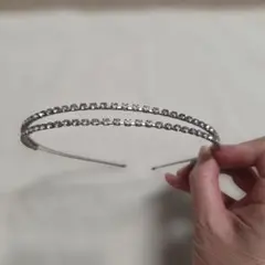 クリスタル装飾 シルバー ヘアバンド