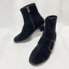 美品✨️ショートブーツ ブーティ スエード バックル サイドジップ 24cm
