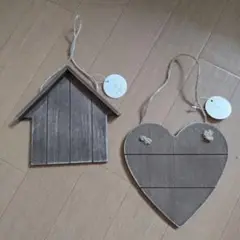 木製プレート 2枚 ハート はーと 家 工作 ハンドメイド