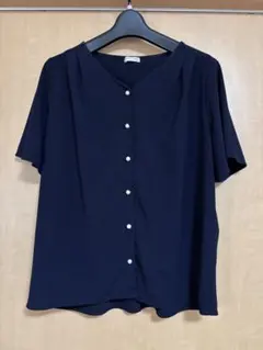 ハニーズ honeys ネイビー 紺 ブラウス 半袖 ボタン