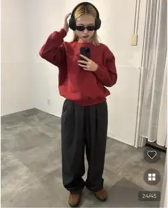 nugu hoop 裏起毛オーバーサイズスウェット ダークレッド