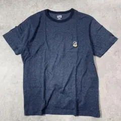 UNIQLO UT ミッキーマウス 刺繍 ポケットTシャツ 杢ネイビー XL