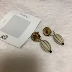 SMELLY マーブルボタンパーツイヤリング