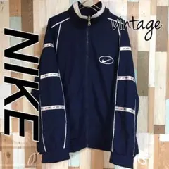 NIKE 　90 s 黒ダグビンテージナイキ  刺繍デカロゴ 　ネイビー　XL