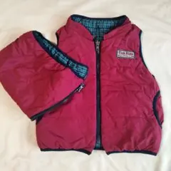 リバーシブル キッズ ダウンベスト 100 110 アウター 重ね着 フード