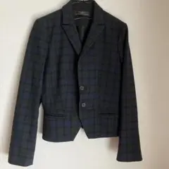 お値下げZARAレディースタータンチェックグリーン✖️ネイビージャケット　M