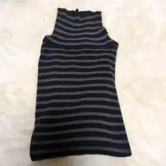 黒×グレーのボーダーハイネックセーターＬ