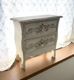 ホワイトウッド小物入れ ヴィンテージ風　シャビーシック　約30cm