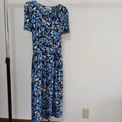 青系花柄 半袖ワンピース (バッシュパピー)