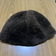 ダークブラウン フリース　ボア帽子
