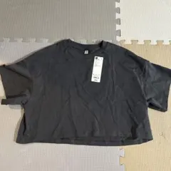 GU クロップドTシャツ S ダークグレー