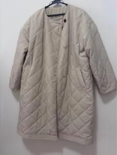 1回着用 ベージュ キルティングロングジャケット