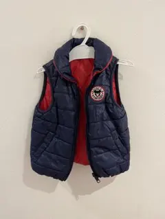 ミキハウス ダブルビー ダウンベスト 90cm ネイビー/レッド