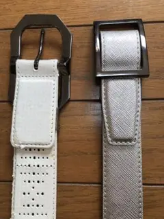メンズ　ベルト　ゴルフ　ホワイト シルバー ベルト 2本セット