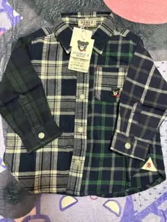 ミキハウスDOUBLE.B チェック柄シャツ ネイビー・グリーン