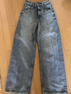 アズールバイマウジー ラインストーンワイドデニム