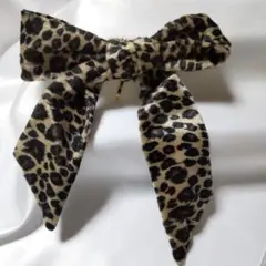 ヘアカフ★ポニーフック ヘアアクセサリー レオパード柄リボン No.e666