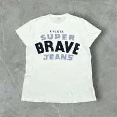ディーゼル＊Tシャツ　半袖　プリント　カジュアル　白　メンズ　XL