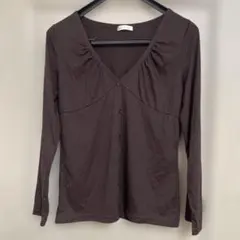 LUI JANNE（ルイジャンヌ）　シンプルなカットソー ブラウン Vネック M