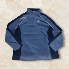 00s Kappa 肉厚フリース 刺繍 US ジッププルオーバー 裏起毛 XXL