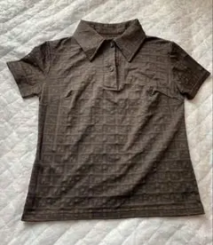 希少　FENDI フェンディ　ズッカ柄　総ロゴ　ポロシャツ　トップス　ブラウン