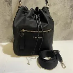 【極美品】kate spade　チェルシー　ナイロンバケットバッグ　ブラック