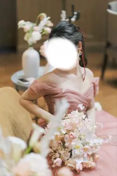 アーティシャルフラワー　ブライダルブーケ*ピンク ブートニア付き