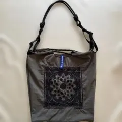 Ball & Chain エコバッグ グレー 刺繍　ショルダー付き