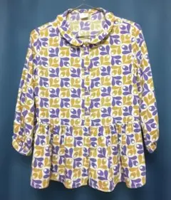 ユニクロ カットソーシャツ ╱ 紫×山吹色柄