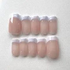 ネイルチップ 夏ネイル フレンチ ブルー 水色 パステル オフィス シンプル