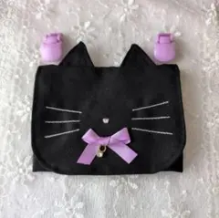 おしゃれ猫ちゃん移動ポケット　紫リボン指輪チャーム　クリップ別売りのサムネイル