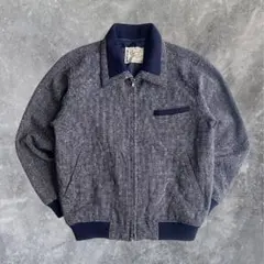 ジップアップ ブルゾンジャケット ネイビー アメカジ ストリート 短丈 ツイード