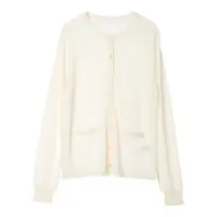 推しニット シアー クルーネックカーディガン 白 オンワード