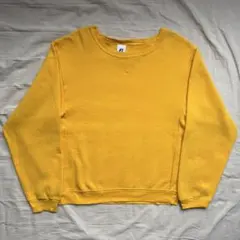 【90s】Russell 無地 スウェット イエロー 前V リバースタイプ